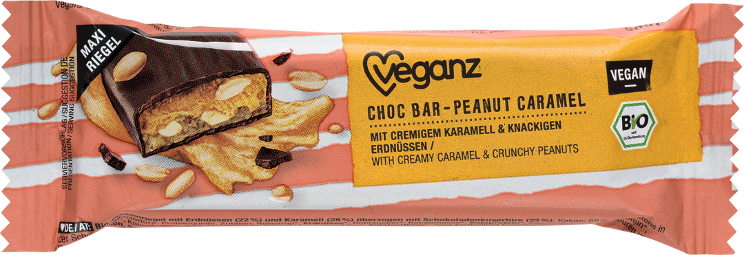 Økologisk Veganz Choc Bar Peanut Caramel 50g