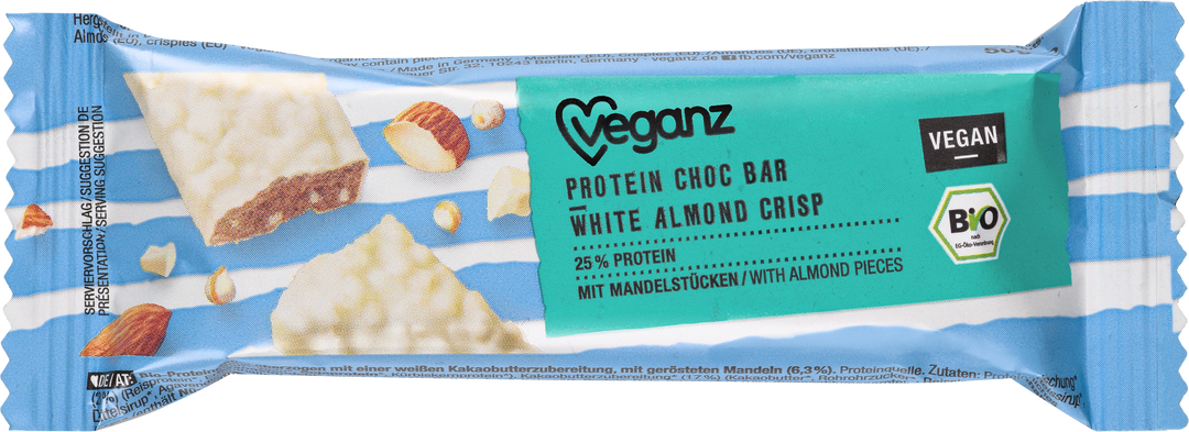 Organic Veganz Protein Choc Bar White Almond Crisp