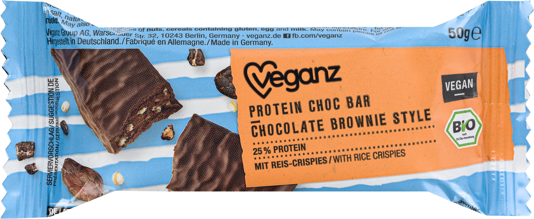 Organic Veganz Protein Choc Bar Chocolate Brownie Style